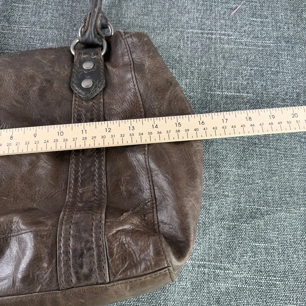 Frye Melissa Satchel Women Medium Brown Distressed Leather Tote Bag